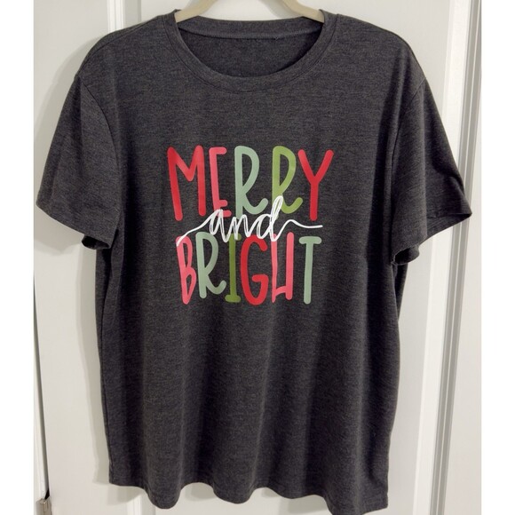 Merry And Bright Christmas T shirt | Women’s Size XXL | - Picture 1 of 7